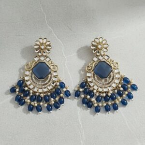 Royal Navy Blue Stone Chaand Baliyan