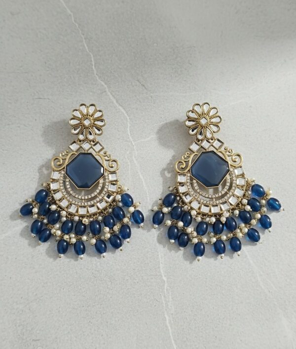 Royal Navy Blue Stone Chaand Baliyan