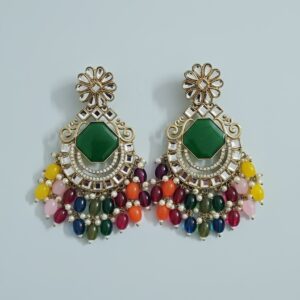 Multi-Color Beaded Chaand Baliyan