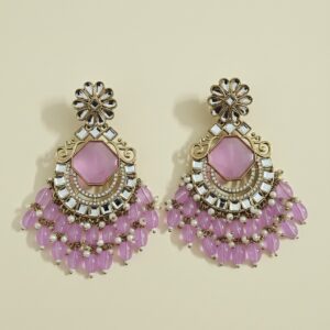 Soft Pink Stone Chaand Baliyan