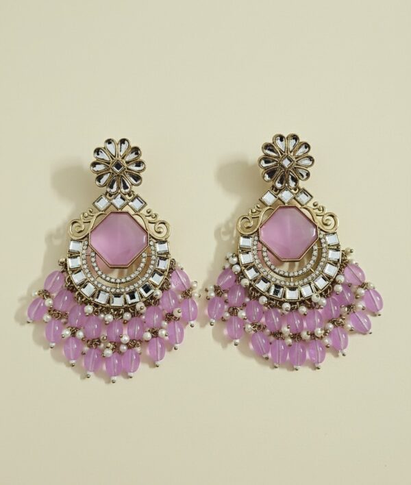 Soft Pink Stone Chaand Baliyan