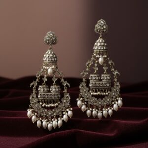 Antique Kashmiri Jhumka Earrings with Pearl Drops | PocketStone