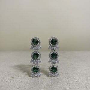 Emerald Crystal Drop Earrings | Elegant Statement Party Wear
