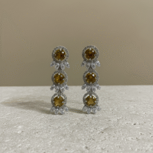 Amber Crystal Drop Earrings | Elegant Statement Party Wear