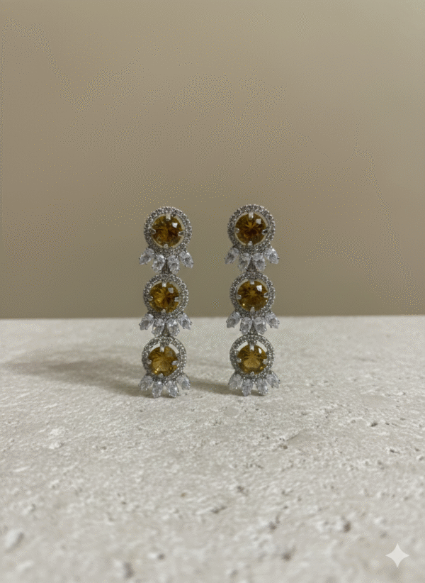 Amber Crystal Drop Earrings | Elegant Statement Party Wear
