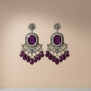 Purple Stone & Beaded Chandelier Earrings | PocketStone