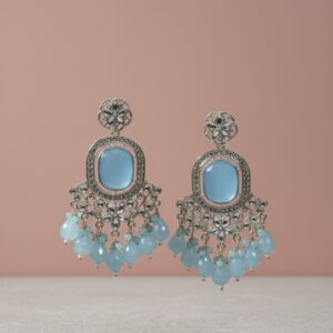 Chandelier Earrings with Pastel Blue Bead Drops | PocketStone