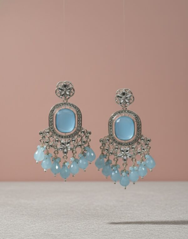 Chandelier Earrings with Pastel Blue Bead Drops | PocketStone