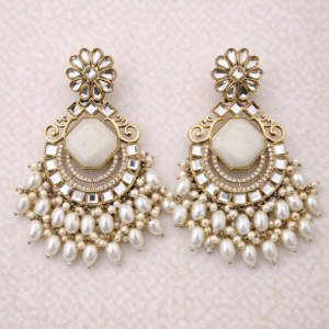 Pearl Cluster Chaand Baliyan Earrings
