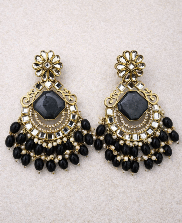 Midnight Black Chaand Baliyan Earrings